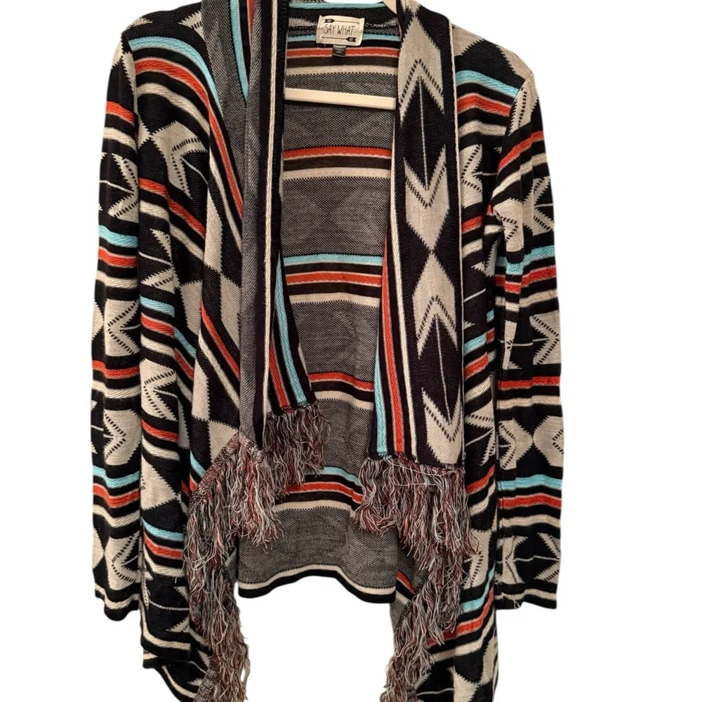 Say What? Black and Cream Geometric Cardigan